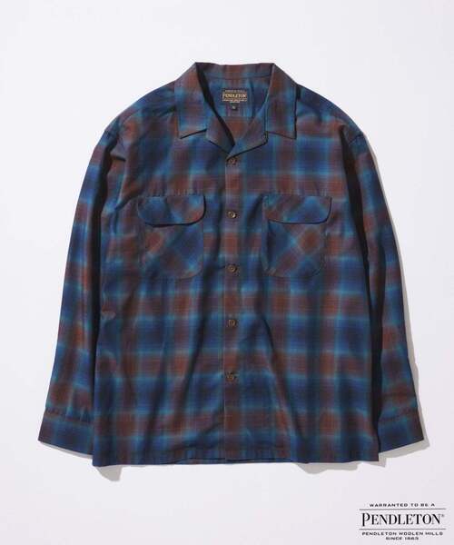 PENDLETON(ペンドルトン)の「PENDLETON / ペンドルトン 別注 オープンカラーシャツ(シャツ/ブラウス・メンズ・コバルトブルー/ベージュ/ブラウン系その他/ブラック・MEDIUM/LARGE)」の1枚目の写真