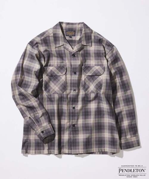 PENDLETON(ペンドルトン)の「PENDLETON / ペンドルトン 別注 オープンカラーシャツ(シャツ/ブラウス・メンズ・コバルトブルー/ベージュ/ブラウン系その他/ブラック・MEDIUM/LARGE)」の2枚目の写真