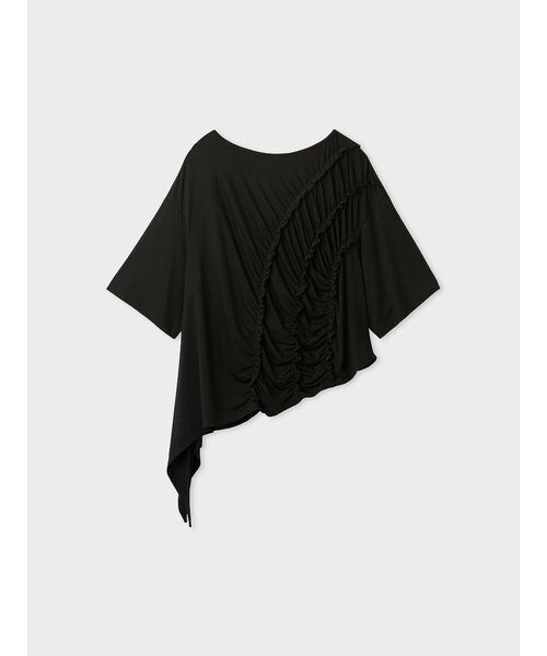 MIESROHE（ミースロエ）の「【洗える】【Nuriコラボ】ギャザーカットトップス（Tシャツ/カットソー・レディース・ブラック/ホワイト・F）」の4枚目の写真