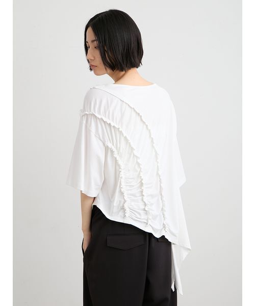 MIESROHE（ミースロエ）の「【洗える】【Nuriコラボ】ギャザーカットトップス（Tシャツ/カットソー・レディース・ブラック/ホワイト・F）」の18枚目の写真