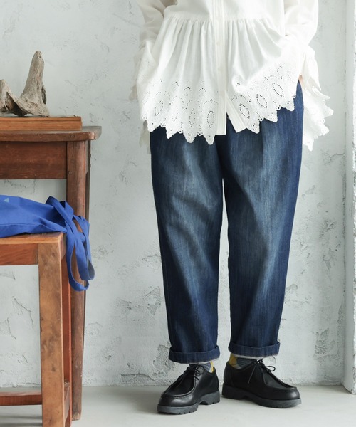 soulberry（ソウルベリー）の「「わがまま別注」ゆったり好きの、すっきりデニムパンツ（デニムパンツ・レディース・サックスブルー/ネイビー/ブルー・M/S/L/LL）」の2枚目の写真