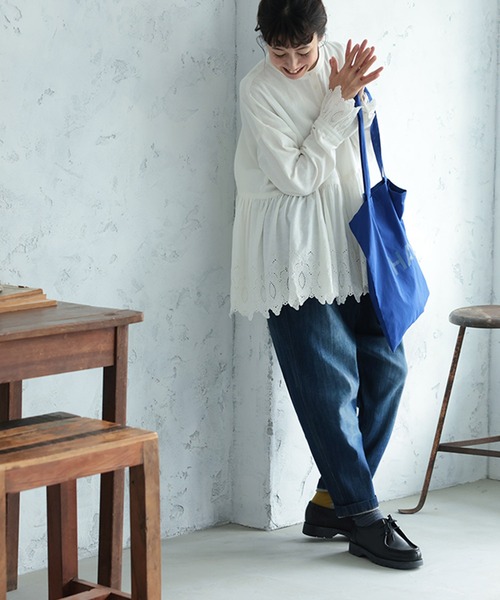 soulberry（ソウルベリー）の「「わがまま別注」ゆったり好きの、すっきりデニムパンツ（デニムパンツ・レディース・サックスブルー/ネイビー/ブルー・M/S/L/LL）」の16枚目の写真