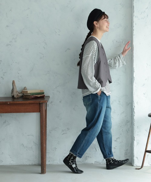 soulberry（ソウルベリー）の「「わがまま別注」ゆったり好きの、すっきりデニムパンツ（デニムパンツ・レディース・サックスブルー/ネイビー/ブルー・M/S/L/LL）」の6枚目の写真