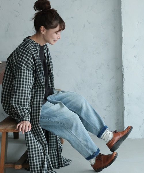 soulberry（ソウルベリー）の「「わがまま別注」ゆったり好きの、すっきりデニムパンツ（デニムパンツ・レディース・サックスブルー/ネイビー/ブルー・M/S/L/LL）」の7枚目の写真