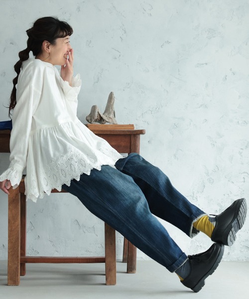 soulberry（ソウルベリー）の「「わがまま別注」ゆったり好きの、すっきりデニムパンツ（デニムパンツ・レディース・サックスブルー/ネイビー/ブルー・M/S/L/LL）」の11枚目の写真