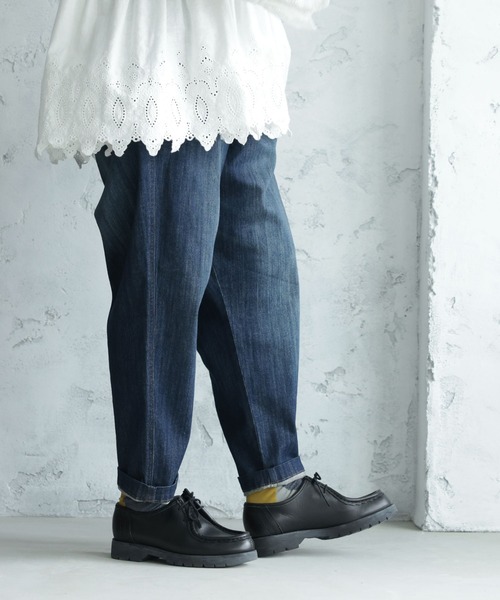 soulberry（ソウルベリー）の「「わがまま別注」ゆったり好きの、すっきりデニムパンツ（デニムパンツ・レディース・サックスブルー/ネイビー/ブルー・M/S/L/LL）」の14枚目の写真