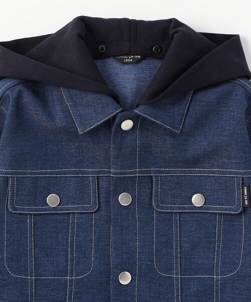 COMME CA ISM（コムサイズム）の「デニムライクストレッチ フード付き Gジャン（ブルゾン・キッズ・ブルー・100cm/110cm/120cm/130cm/140cm/150cm）」の4枚目の写真