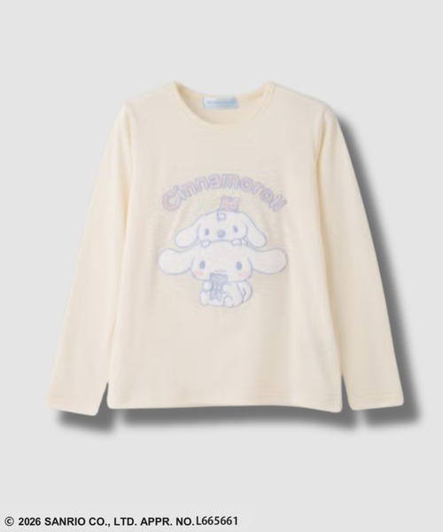 sanrio(サンリオ)の「【Sanrio/サンリオ 】キャラクター 長袖Tシャツ モチーフ刺繍(Tシャツ/カットソー・キッズ・ブラック/ホワイト・120/130/140/150/160/110)」の1枚目の写真