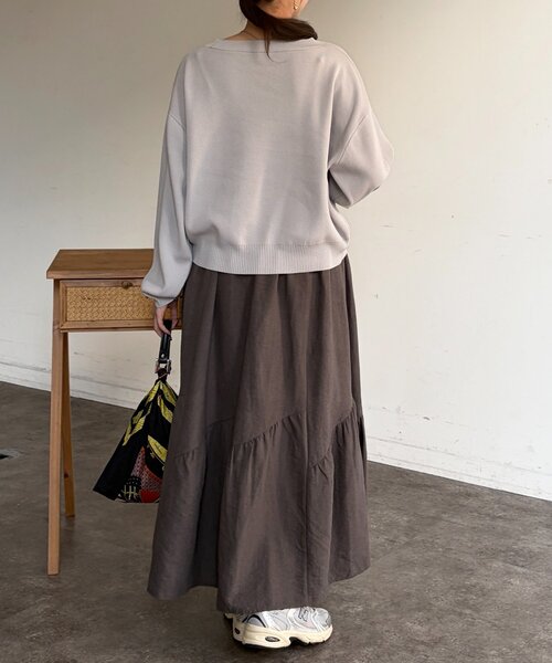 Chez toi（シェトワ）の「スエードティアードフレアスカート（スカート・レディース・カーキ/チャコールグレー/ベージュ・FREE）」の17枚目の写真