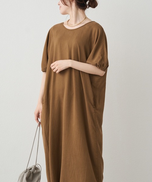 PUAL CE CIN（ピュアルセシン）の「ソフトシルキー2WAYワンピース（ワンピース・レディース・ブラック/キャメル・FREE）」の2枚目の写真