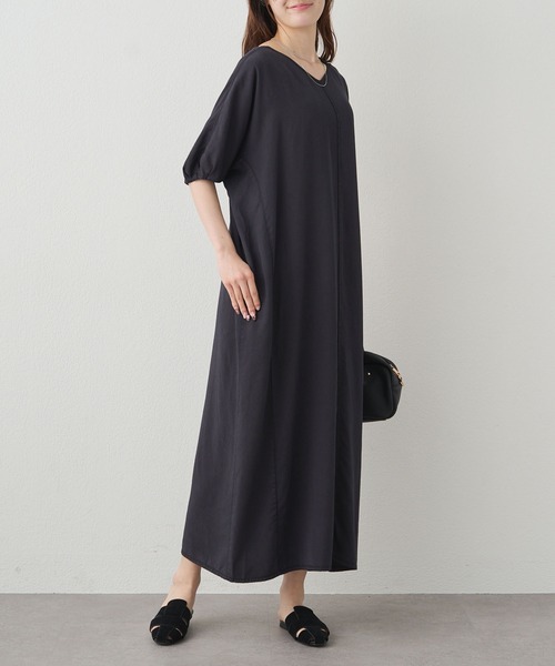PUAL CE CIN（ピュアルセシン）の「ソフトシルキー2WAYワンピース（ワンピース・レディース・ブラック/キャメル・FREE）」の10枚目の写真