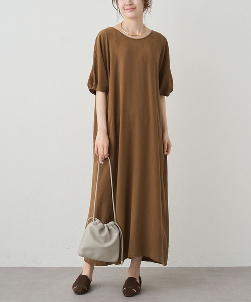 PUAL CE CIN（ピュアルセシン）の「ソフトシルキー2WAYワンピース（ワンピース・レディース・ブラック/キャメル・FREE）」の3枚目の写真