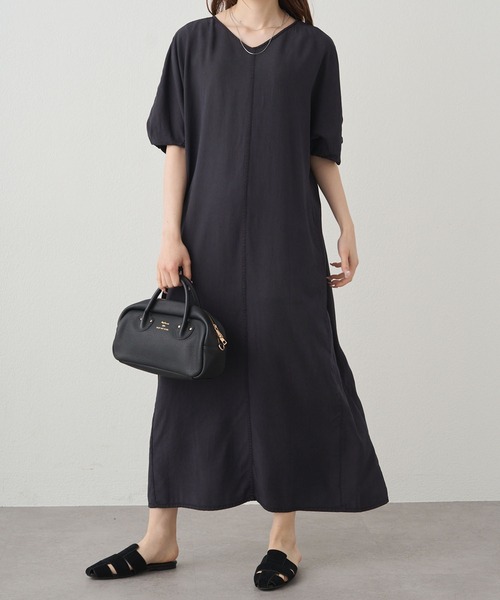 PUAL CE CIN（ピュアルセシン）の「ソフトシルキー2WAYワンピース（ワンピース・レディース・ブラック/キャメル・FREE）」の9枚目の写真