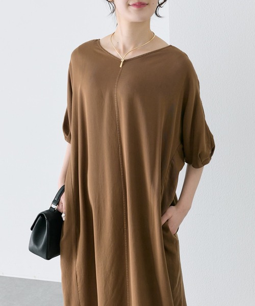 PUAL CE CIN（ピュアルセシン）の「ソフトシルキー2WAYワンピース（ワンピース・レディース・ブラック/キャメル・FREE）」の7枚目の写真
