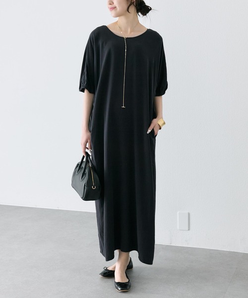 PUAL CE CIN（ピュアルセシン）の「ソフトシルキー2WAYワンピース（ワンピース・レディース・ブラック/キャメル・FREE）」の12枚目の写真