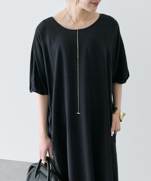 PUAL CE CIN（ピュアルセシン）の「ソフトシルキー2WAYワンピース（ワンピース・レディース・ブラック/キャメル・FREE）」の15枚目の写真