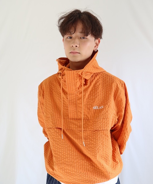 UNDERSTATEMENTs(アンダーステイトメント)の「【ユニセックス】ロゴ刺繍アノラックパーカー/チェック&無地(パーカー・メンズ・ベージュ系その他/ライトグリーン/ネイビー/オレンジ系その他/ライトブルー/ピンク系その他・MEDIUM/LARGE)」の6枚目の写真
