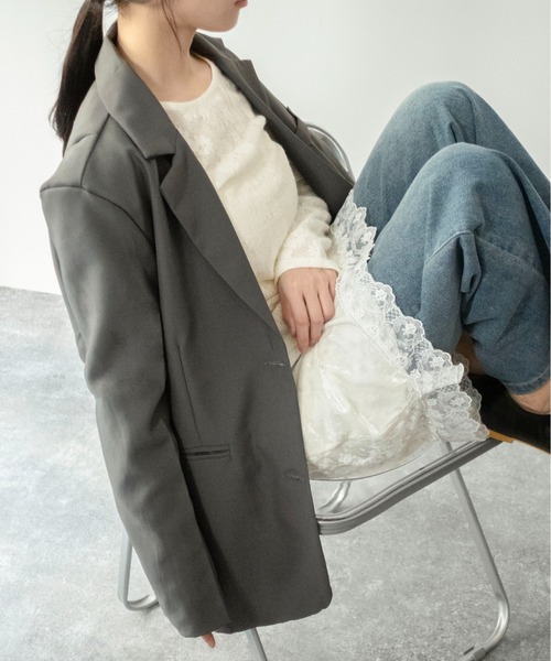 on:nue（オンニュ）の「【on:nue】[着用動画あり！] シングルバックスリットテーラードジャケット /2026 SS COLLECTION（テーラードジャケット・レディース・ブラック/グレー・FREE）」の4枚目の写真