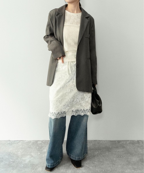 on:nue（オンニュ）の「【on:nue】[着用動画あり！] シングルバックスリットテーラードジャケット /2026 SS COLLECTION（テーラードジャケット・レディース・ブラック/グレー・FREE）」の6枚目の写真