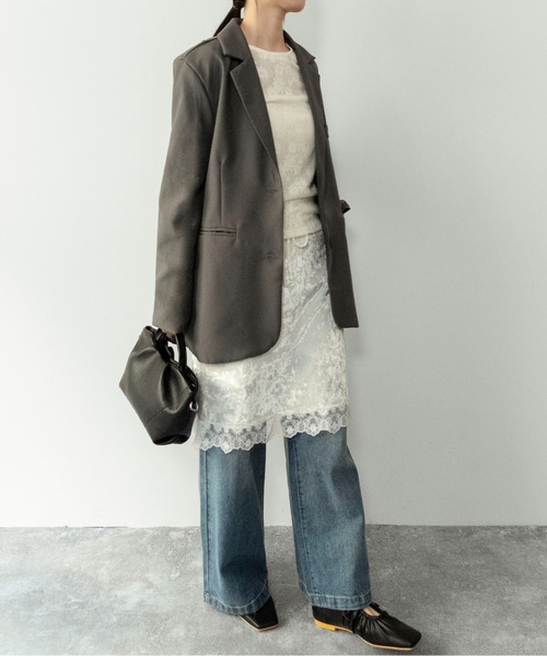 on:nue（オンニュ）の「【on:nue】[着用動画あり！] シングルバックスリットテーラードジャケット /2026 SS COLLECTION（テーラードジャケット・レディース・ブラック/グレー・FREE）」の7枚目の写真