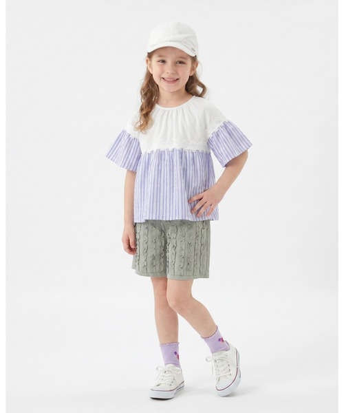 HAKKA KIDS（ハッカキッズ）の「フリルストレッチツイルキュロット（スカート・キッズ・ベージュ/グリーン・120cm/130cm）」の2枚目の写真
