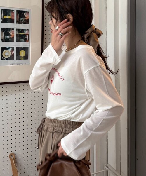 CIAOPANIC TYPY（チャオパニックティピー）の「【万能インナー】シアー梨地アソートロゴロンTEE（Tシャツ/カットソー・レディース・ホワイト/アイボリー/ホワイト系その他/オフホワイト・ONE SIZE）」の13枚目の写真