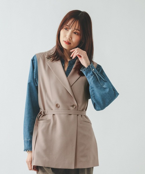 GLOBAL WORK(グローバルワーク)の「お手入れラクラクセットアップ/ジレ/601293(ベスト・レディース・ブラウン/ネイビー/ベージュ・LARGE/MEDIUM)」の22枚目の写真