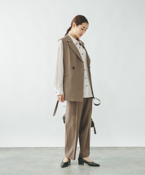 GLOBAL WORK(グローバルワーク)の「お手入れラクラクセットアップ/ジレ/601293(ベスト・レディース・ブラウン/ネイビー/ベージュ・LARGE/MEDIUM)」の17枚目の写真