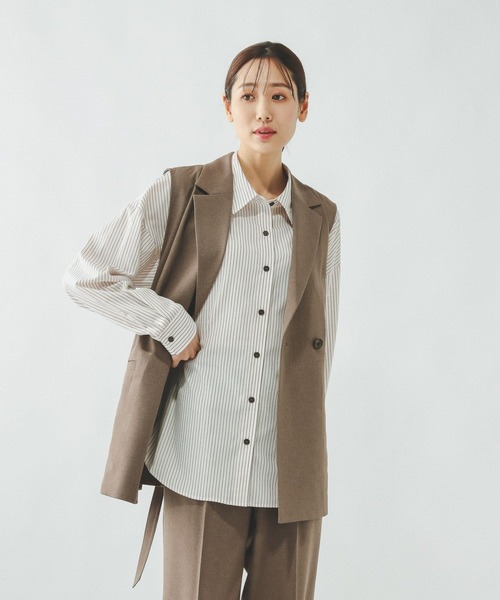 GLOBAL WORK(グローバルワーク)の「お手入れラクラクセットアップ/ジレ/601293(ベスト・レディース・ブラウン/ネイビー/ベージュ・LARGE/MEDIUM)」の19枚目の写真