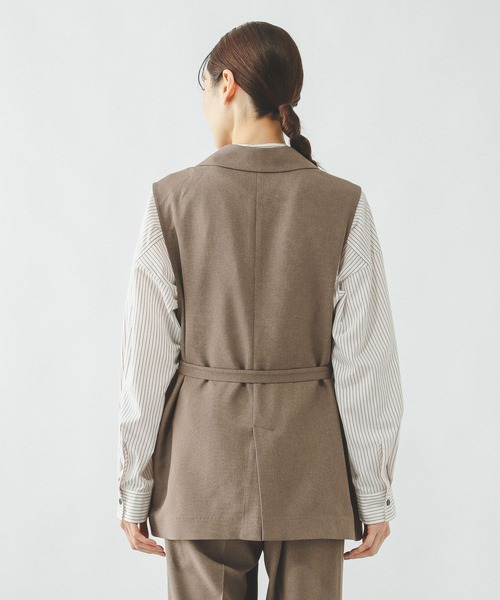 GLOBAL WORK(グローバルワーク)の「お手入れラクラクセットアップ/ジレ/601293(ベスト・レディース・ブラウン/ネイビー/ベージュ・LARGE/MEDIUM)」の5枚目の写真