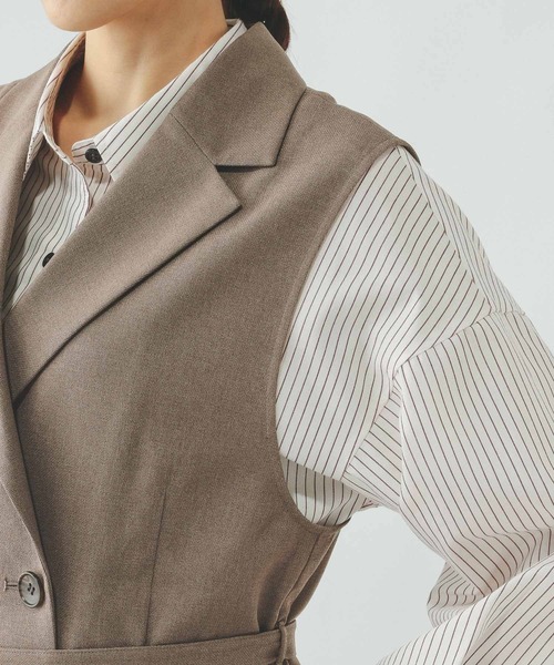 GLOBAL WORK(グローバルワーク)の「お手入れラクラクセットアップ/ジレ/601293(ベスト・レディース・ブラウン/ネイビー/ベージュ・LARGE/MEDIUM)」の8枚目の写真