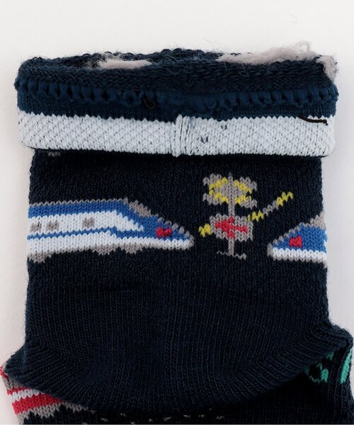kladskap（クレードスコープ）の「電車柄ショートソックス（ソックス/靴下・キッズ・ネイビー/オフホワイト・L(18-20cm)/M(16-18cm)/S(13-15cm)/11-13cm）」の7枚目の写真