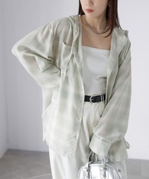 Riberry | オーバーサイズフードチェックシャツ(シャツ/ブラウス)