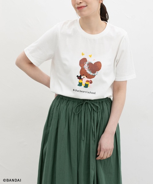 Honeys(ハニーズ)の「【UVカット】くまのがっこう/Tシャツ(Tシャツ/カットソー・レディース・ピンク/オートミール/ホワイト×ネイビー/スミクロ/オフホワイト・L/LL/M/S)」の1枚目の写真