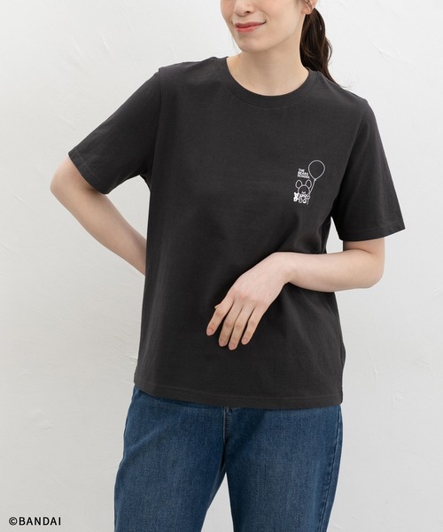 Honeys(ハニーズ)の「【UVカット】くまのがっこう/Tシャツ(Tシャツ/カットソー・レディース・ピンク/オートミール/ホワイト×ネイビー/スミクロ/オフホワイト・L/LL/M/S)」の3枚目の写真