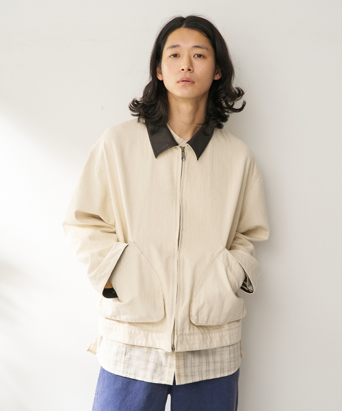 B.C STOCK(ベーセーストック)の「GOD ファーマーズジャケット(ブルゾン・メンズ・アイボリー/ブルー系その他/ネイビー・LARGE/MEDIUM)」の1枚目の写真