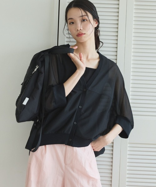 Doux archives(ドゥアルシーヴ)の「【ZOZO限定】トリコットシフォンドルマンカーディガン(シャツ/ブラウス・レディース・ブラウン/ブラック・FREE)」の1枚目の写真