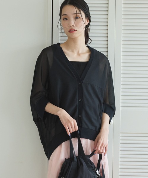 Doux archives(ドゥアルシーヴ)の「【ZOZO限定】トリコットシフォンドルマンカーディガン(シャツ/ブラウス・レディース・ブラウン/ブラック・FREE)」の10枚目の写真