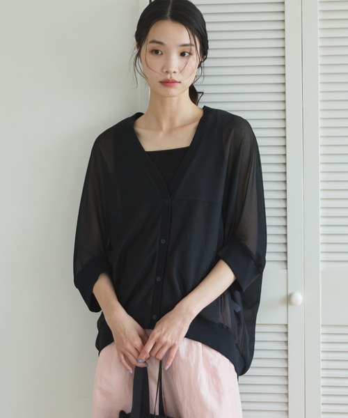 Doux archives(ドゥアルシーヴ)の「【ZOZO限定】トリコットシフォンドルマンカーディガン(シャツ/ブラウス・レディース・ブラウン/ブラック・FREE)」の11枚目の写真