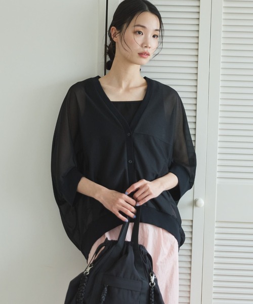 Doux archives(ドゥアルシーヴ)の「【ZOZO限定】トリコットシフォンドルマンカーディガン(シャツ/ブラウス・レディース・ブラウン/ブラック・FREE)」の13枚目の写真