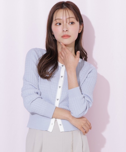 JILL by JILL STUART(ジルバイジルスチュアート)の「UVミニケーブルカーディガン(ニット/セーター・レディース・ブルー/ホワイト系その他/ホワイト系その他2・FREE)」の3枚目の写真