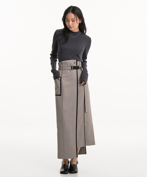 UNITED TOKYO（ユナイテッドトウキョウ）の「【新作】バイカラーアシメタイトスカート｜ウォッシャブル/オフィスカジュアル/細見え/春服（スカート・レディース・マルチ/ブラック/ベージュ・1/3/2）」の16枚目の写真