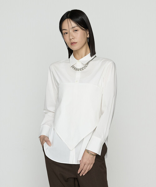 COMME CA（コムサ）の「〔 Sサイズ 〕 コットンナイロンシャンブレー カーチフ付きシャツ（シャツ/ブラウス・レディース・ホワイト・5号）」の3枚目の写真