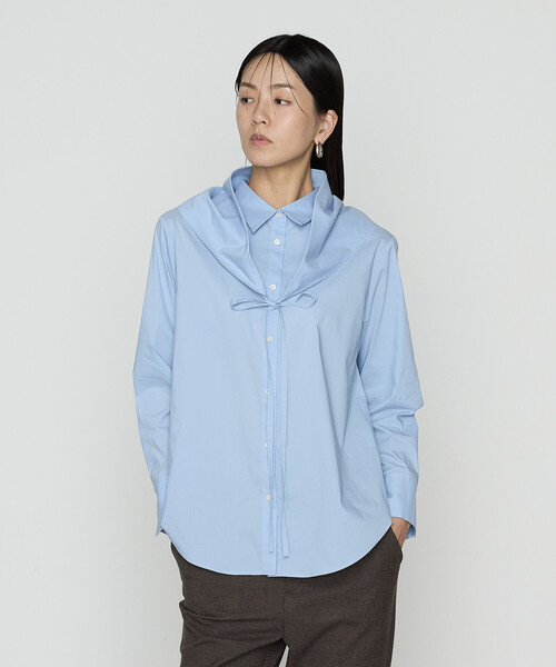 COMME CA（コムサ）の「〔 Sサイズ 〕 コットンナイロンシャンブレー カーチフ付きシャツ（シャツ/ブラウス・レディース・ホワイト・5号）」の8枚目の写真