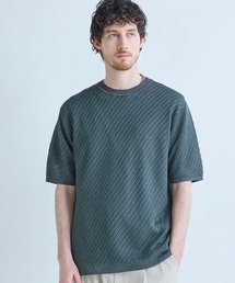 MEN'S BIGI | クルーネックバイアスメッシュニット半袖Tシャツ(Tシャツ/カットソー)
