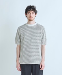 MEN'S BIGI | クルーネックバイアスメッシュニット半袖Tシャツ(Tシャツ/カットソー)