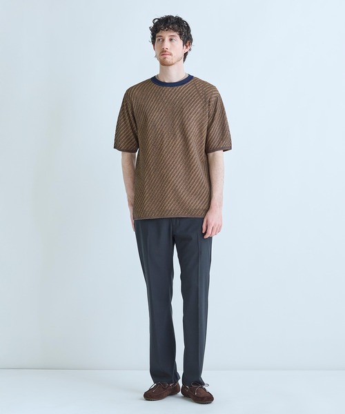 MEN'S BIGI(メンズビギ)の「クルーネックバイアスメッシュニット半袖Tシャツ(Tシャツ/カットソー・メンズ・ネイビー/グリーン/ライトグレー・03/02)」の7枚目の写真