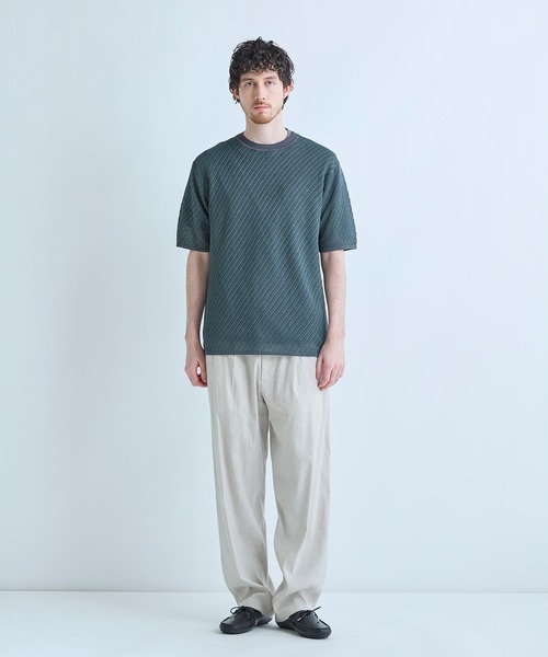 MEN'S BIGI(メンズビギ)の「クルーネックバイアスメッシュニット半袖Tシャツ(Tシャツ/カットソー・メンズ・ネイビー/グリーン/ライトグレー・03/02)」の8枚目の写真