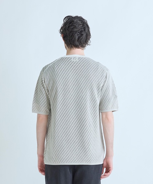 MEN'S BIGI(メンズビギ)の「クルーネックバイアスメッシュニット半袖Tシャツ(Tシャツ/カットソー・メンズ・ネイビー/グリーン/ライトグレー・03/02)」の5枚目の写真