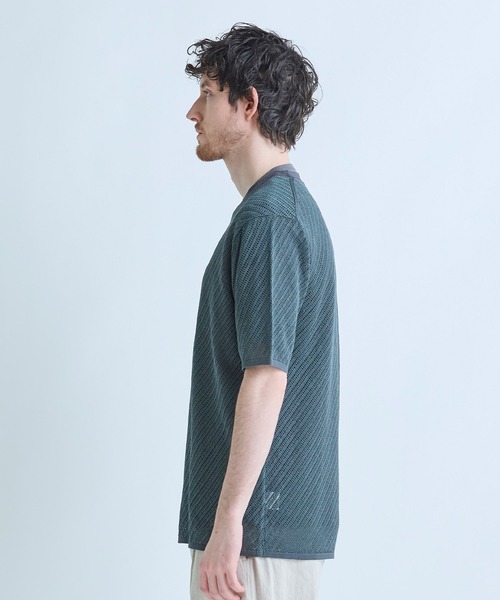 MEN'S BIGI(メンズビギ)の「クルーネックバイアスメッシュニット半袖Tシャツ(Tシャツ/カットソー・メンズ・ネイビー/グリーン/ライトグレー・03/02)」の11枚目の写真